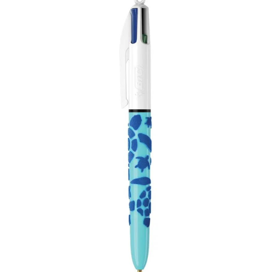 BIC 4 Couleurs - Stylo à bille 4 couleurs - 1 mm - corps texturé velours - différents modèles disponibles