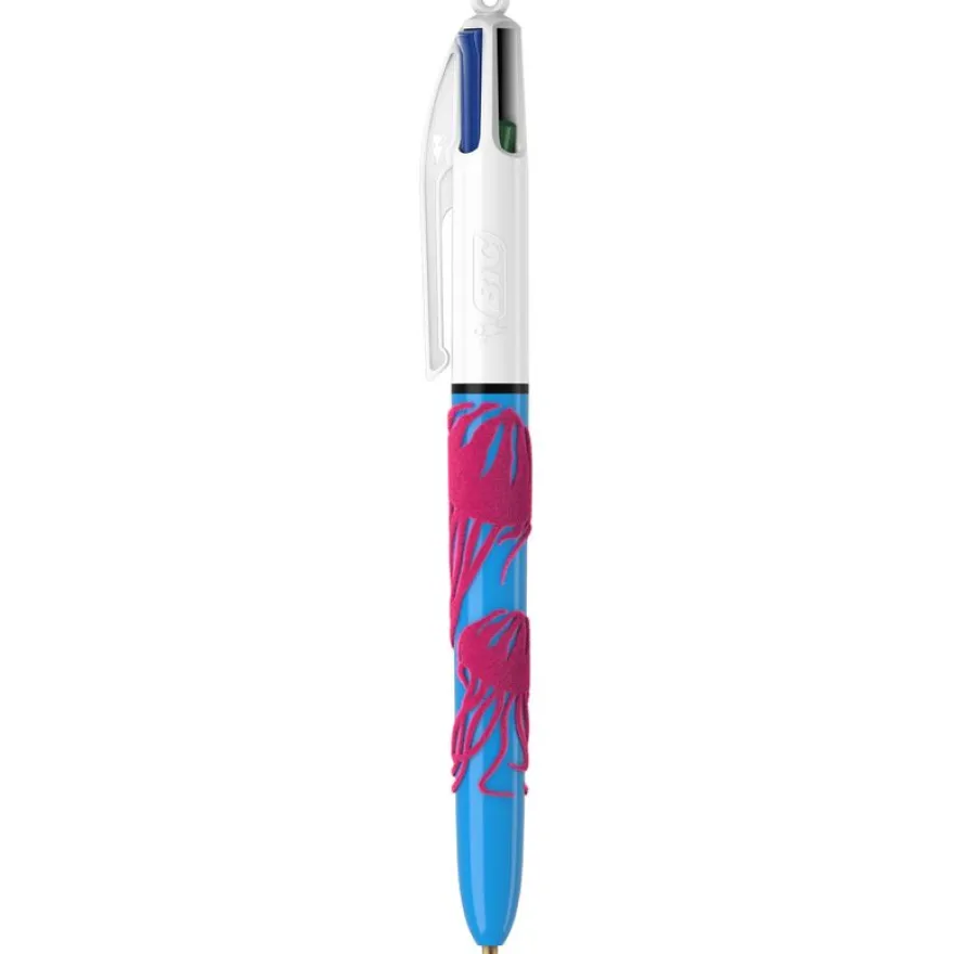 BIC 4 Couleurs - Stylo à bille 4 couleurs - 1 mm - corps texturé velours - différents modèles disponibles