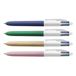 BIC 4 Couleurs Bois - Stylo à bille 4 couleurs effet bois - disponible dans différentes couleurs