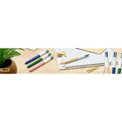 BIC 4 Couleurs Bois - Stylo à bille 4 couleurs effet bois - disponible dans différentes couleurs