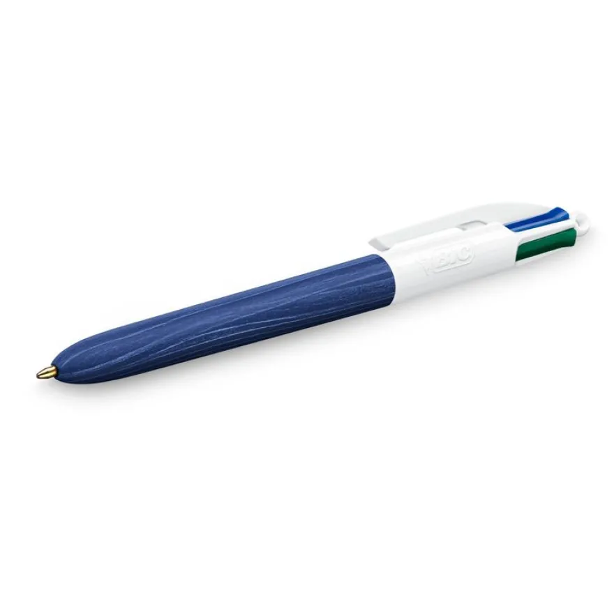 BIC 4 Couleurs Bois - Stylo à bille 4 couleurs effet bois - disponible dans différentes couleurs