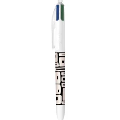 BIC 4 Couleurs Décors Square Stylo-Bille Rétractable et Rechargeable Pointe Moyenne (1,0 mm)
