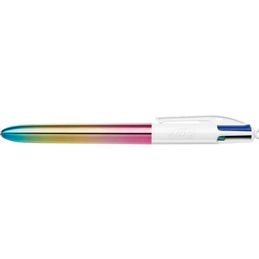 BIC 4 Couleurs gradient corps métallique irisé_ Stylos-Bille Rétractables Pointe Moyenne (1,0 mm)