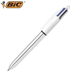 BIC 4 Couleurs Shine - Stylo à bille 4 couleurs - corps argent