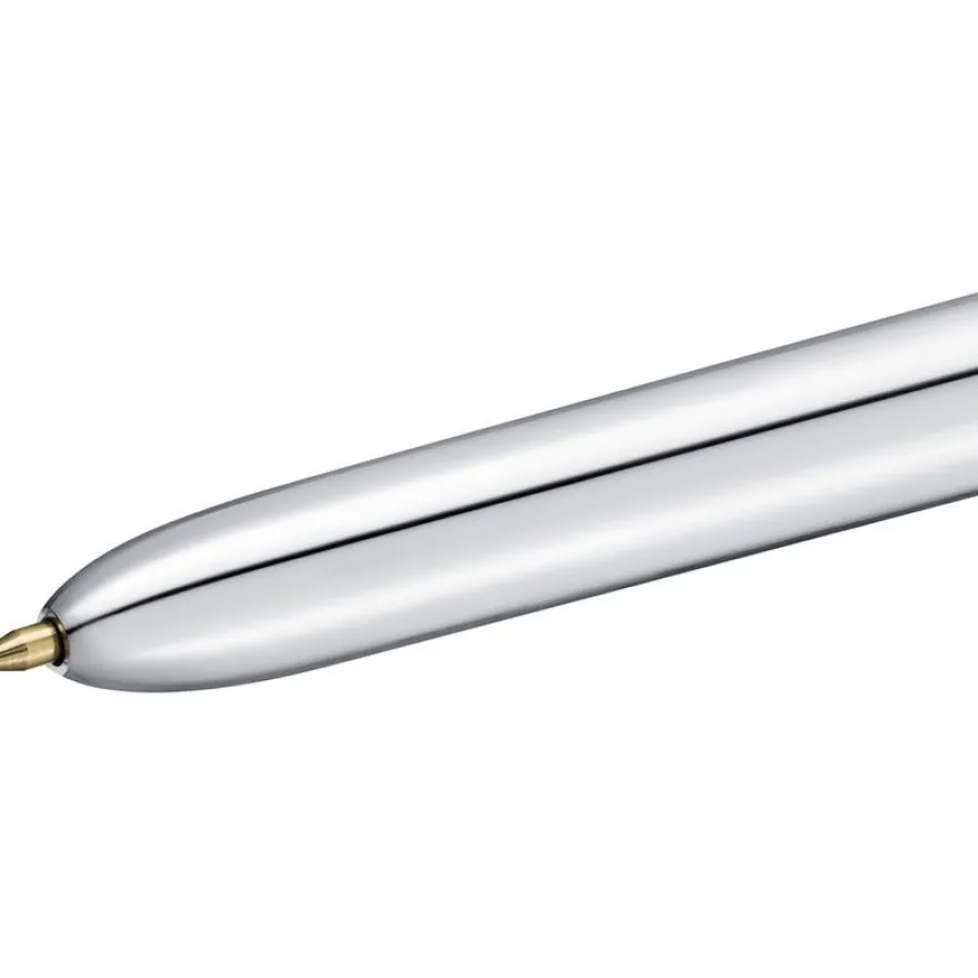 BIC 4 Couleurs Shine - Stylo à bille 4 couleurs - corps argent