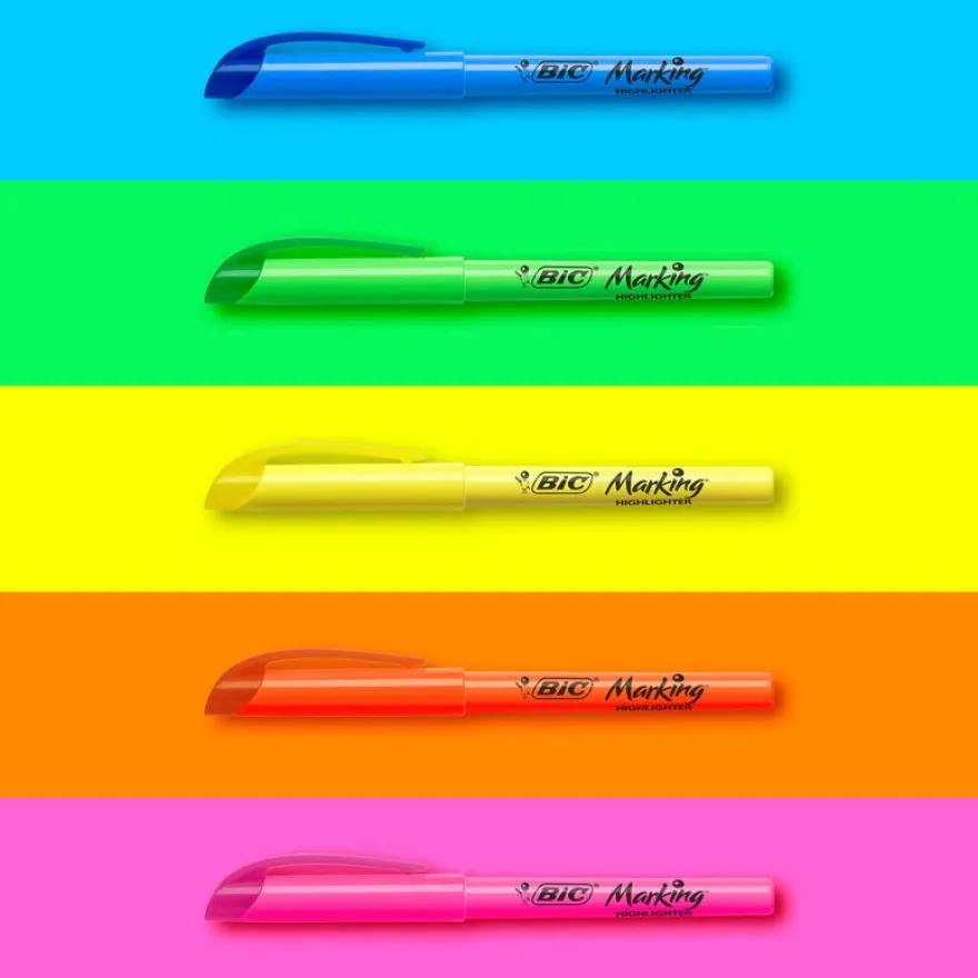 BIC Highlighter - Pack de 5 surligneurs - couleurs assorties