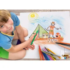 BIC Kids Plastidecor - 12 Craies de coloriage à la cire - couleurs vives