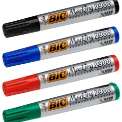 BIC MARKING 2300 - Pack de 4 marqueurs permanents - pointe biseau - couleurs assorties