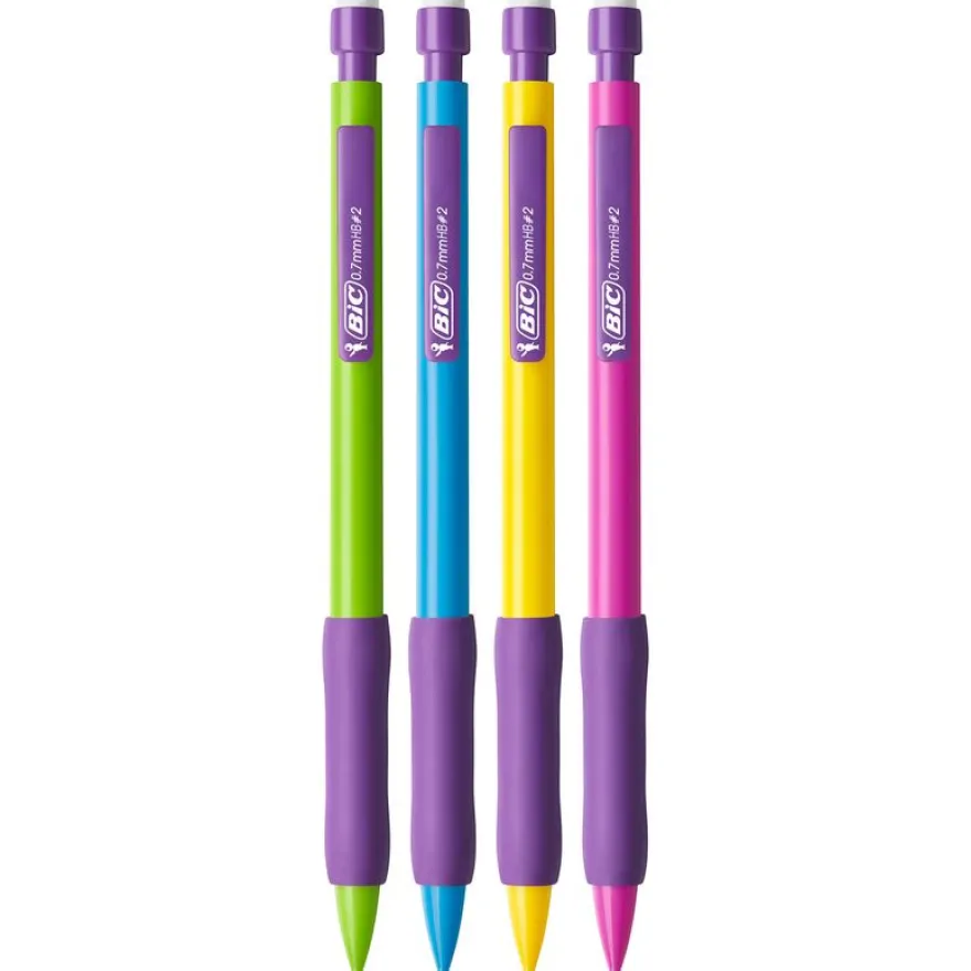 BIC Matic Fun - Pack de 4 porte mines - HB - 0,7 mm - couleurs assorties