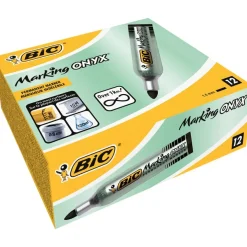 BIC ONYX 1482 - Pack de 12 marqueurs permanents - pointe ogive - noir