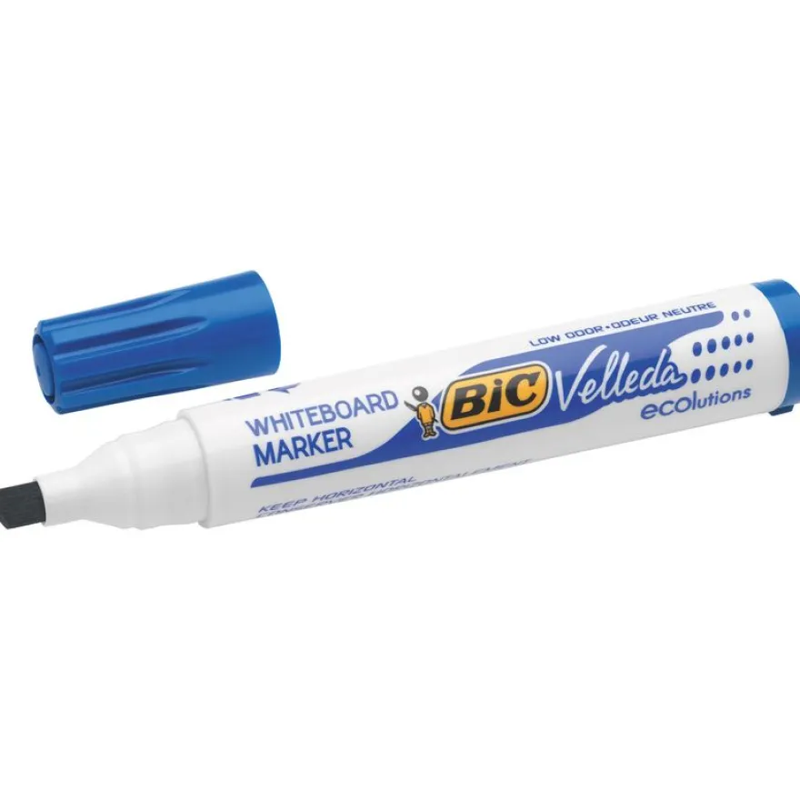 BIC VELLEDA 1751 - Pack de 4 marqueurs effaçables - pointe biseau - couleurs assorties