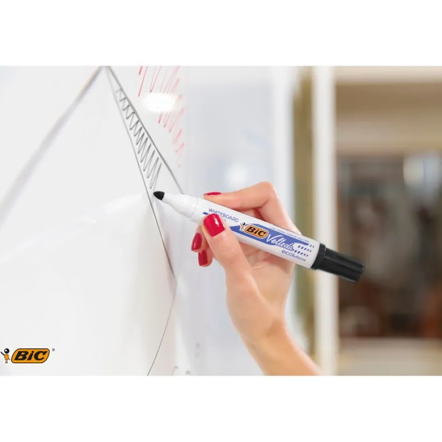BIC VELLEDA 1701 - Pack de 4 marqueurs effaçables - pointe ogive - couleurs assorties
