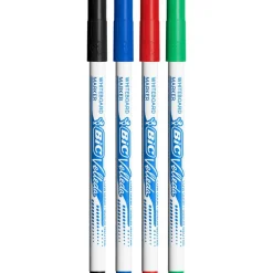 BIC VELLEDA 1721 - Pack de 4 marqueurs effaçables - pointe fine - couleurs assorties