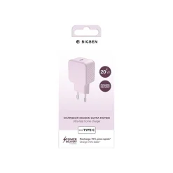 BigBen - Adaptateur alimentation - CA / USB-C - 20 Watt - rose