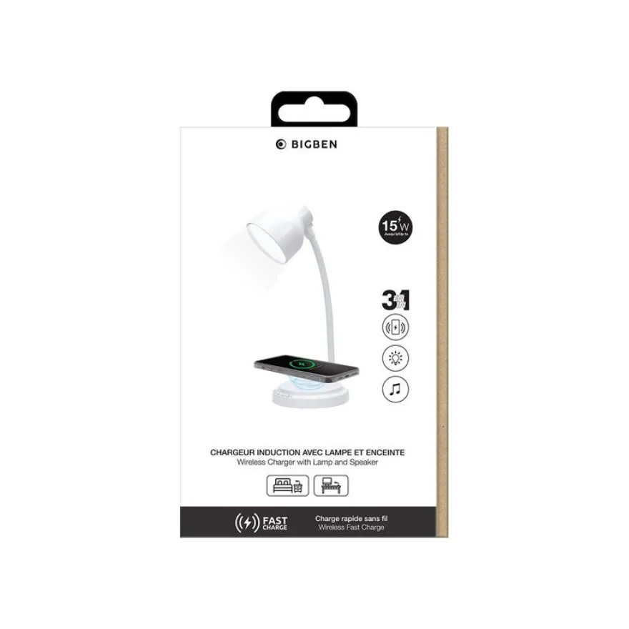 BIGBEN - Lampe de bureau avec chargeur sans fil - LED - blanc