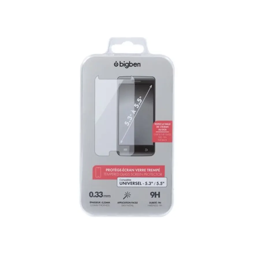 BigBen - protection d'écran universel - verre trempé pour smartphones de 5.3 à 5.5 pouces