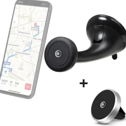Bigben - Support voiture - Aimanté 2 en 1 sur Pare-brise + Ventilation noir - 100% plastique recyclé