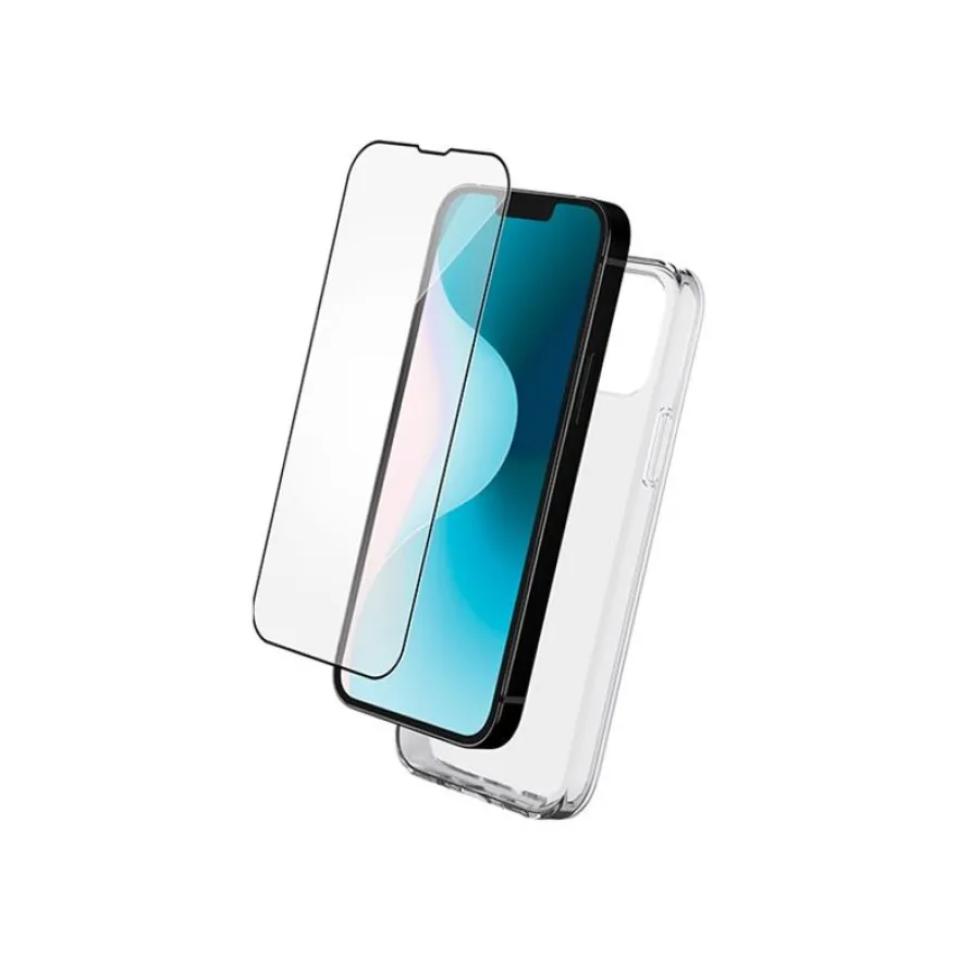BIGBEN Connected - Coque de protection avec verre trempé pour Apple iPhone 16 - transparent
