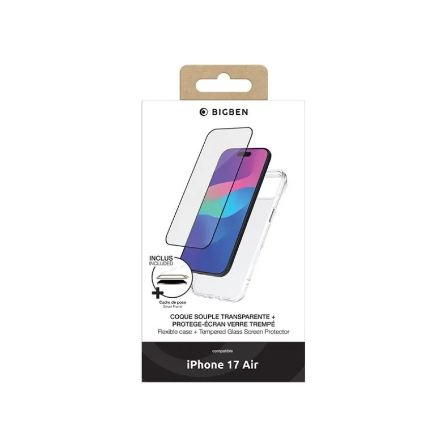 BIGBEN Connected - 2 en 1 - coque de protection avec verre trempé 2,5D pour iPhone Air - transparent