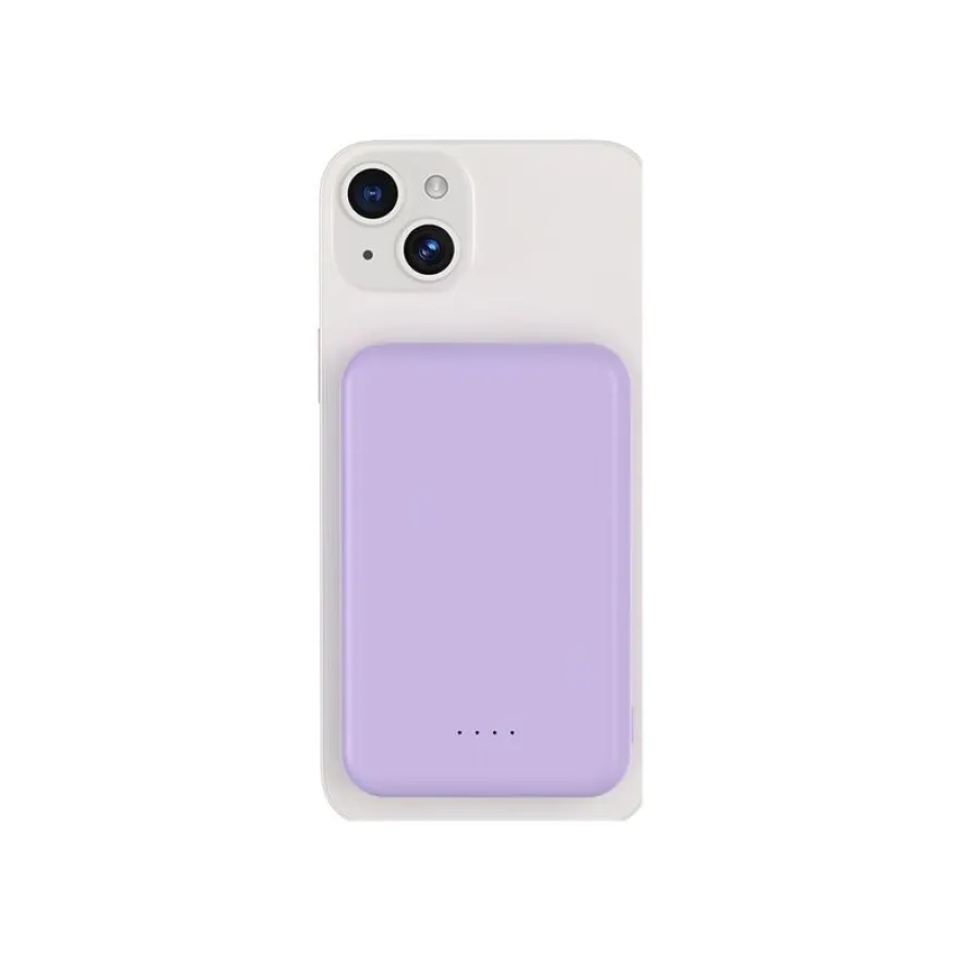 BIGBEN Connected - Banque d'alimentation - magnetic MagSafe wireless, Qi - 5000 mAh - 10 Watt - 2 connecteurs de sortie (USB, 24 pin USB-C) - violet