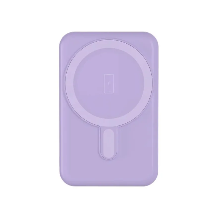 BIGBEN Connected - Banque d'alimentation - magnetic MagSafe wireless, Qi - 5000 mAh - 10 Watt - 2 connecteurs de sortie (USB, 24 pin USB-C) - violet
