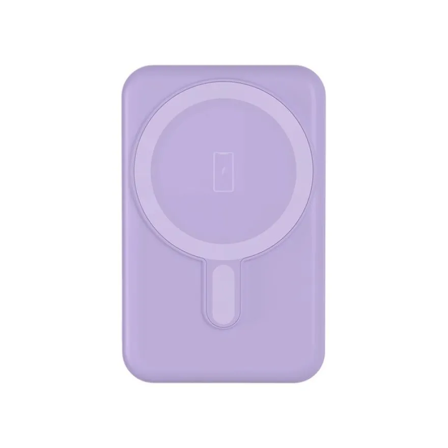 BIGBEN Connected - Banque d'alimentation - magnetic MagSafe wireless, Qi - 5000 mAh - 10 Watt - 2 connecteurs de sortie (USB, 24 pin USB-C) - violet