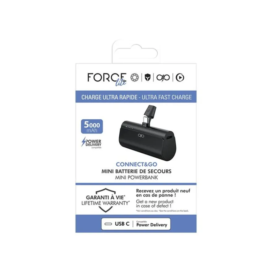 BIGBEN Connected - Banque d'alimentation - integrated USB-C connector - 5000 mAh - 20 Watt - PD, Quick Charge (24 pin USB-C) - noir