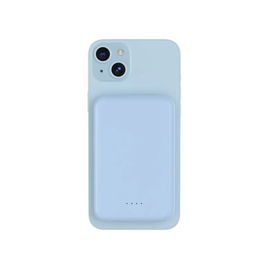 BIGBEN Connected - Banque d'alimentation - magnetic MagSafe wireless, Qi - 5000 mAh - 10 Watt - 2 connecteurs de sortie (USB, 24 pin USB-C) - bleu