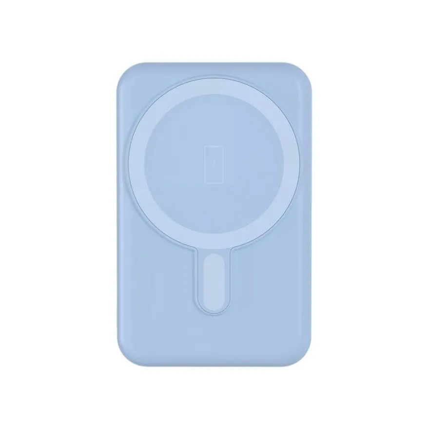 BIGBEN Connected - Banque d'alimentation - magnetic MagSafe wireless, Qi - 5000 mAh - 10 Watt - 2 connecteurs de sortie (USB, 24 pin USB-C) - bleu