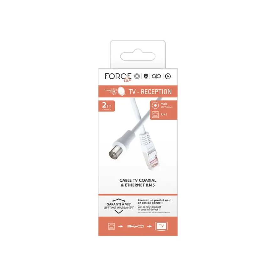BIGBEN Connected - Câble d'antenne - connecteur IEC pour RJ-45 CAT7 S/FTP - 2 m - blanc