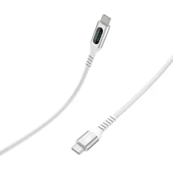 Bigben Connected - Câble USB-C vers USB-C - Tissé avec écran - 2m - Blanc