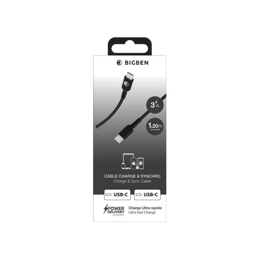BIGBEN Connected - Câble USB-C pour 24 pin USB-C (M) - 3A/60W - 1.2 m - noir