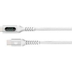 Bigben Connected - Câble USB-C vers USB-C - Tissé avec écran - 1.2m - Blanc