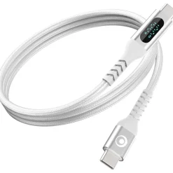 Bigben Connected - Câble USB-C vers USB-C - Tissé avec écran - 1.2m - Blanc