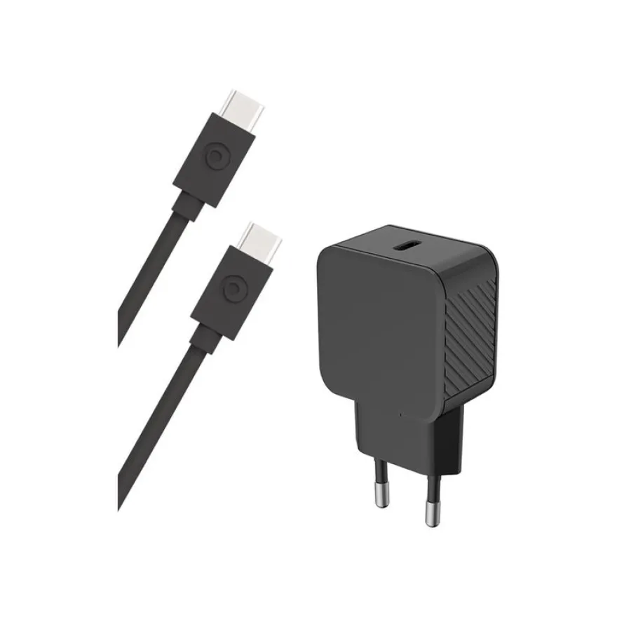 BIGBEN Connected - chargeur secteur pour smartphone - 25W - Power Delivry GaN + Cable USB C/ USB C - Noir