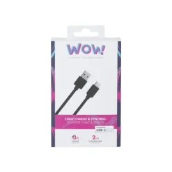 Bigben WOW - câble de charge et de synchronisation USB/USB-C - 2 m - noir