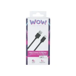 Bigben WOW - câble de charge et de synchronisation USB/USB-C - 1 m - noir
