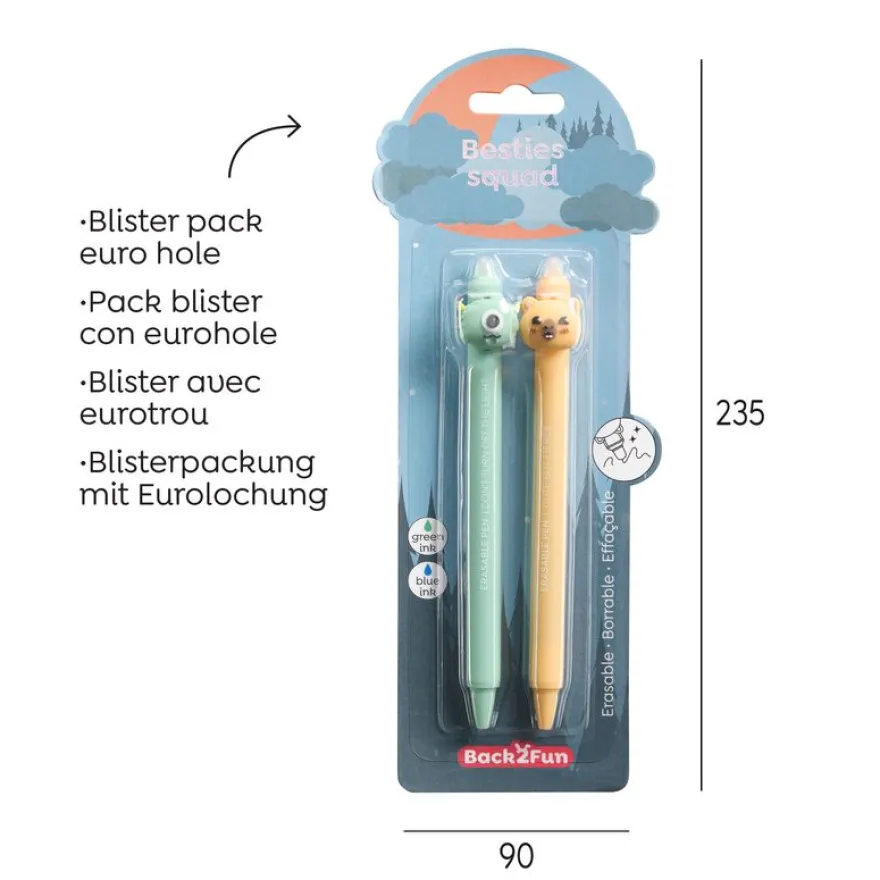 Blister de 2 stylos effaçables monstre-capy Soft Oops Back2fun