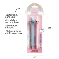 Blister de 2 stylos effaçables Narval et licorne Soft Oops Back2fun