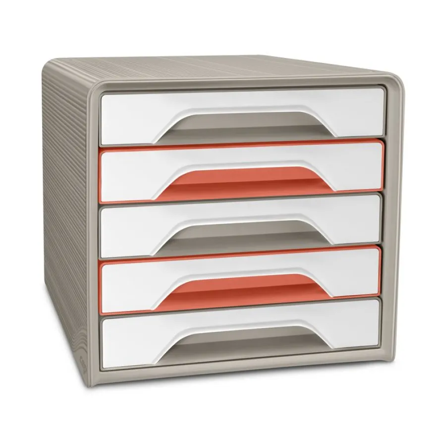 Bloc de classement CEP Smoove – 5 tiroirs – Terracotta et sable – Design écoresponsable