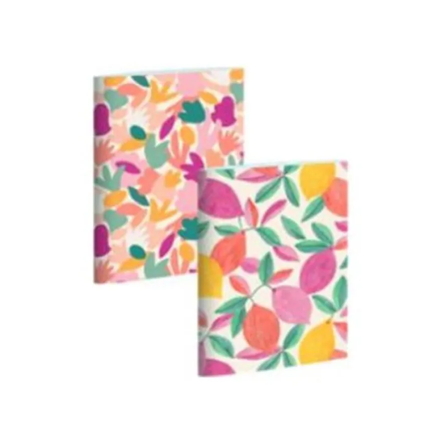 BLUE ART Summer Breeze - 2 carnet de notes - 9 x 14 cm - 64 feuilles / 128 pages - abstrait et citrons