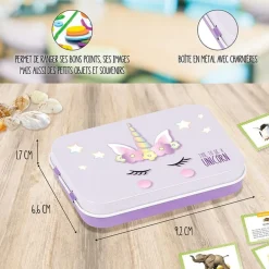 Boîte à bons points métal licorne violet - 9,2 x 6,6 x 1,7 cm - Viquel