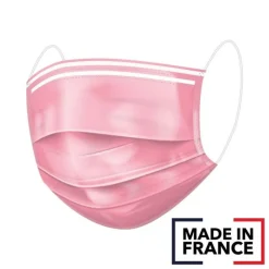 Boîte de 50 masques chirurgicaux "made in France" (non stériles) - type II R - rose