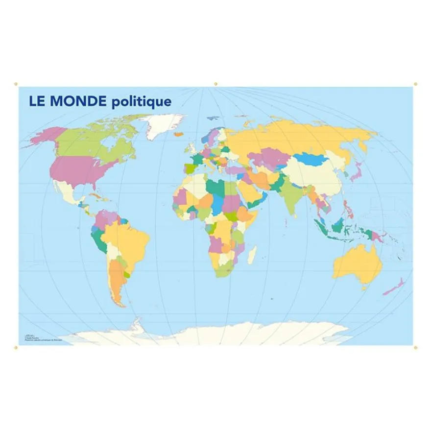 Bouchut - Carte géante Le Monde politique/physique - 80 x 120 cm - recto/verso