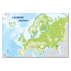 Bouchut - Carte muette effaçable - L'Europe Physique - 80 x 120 cm