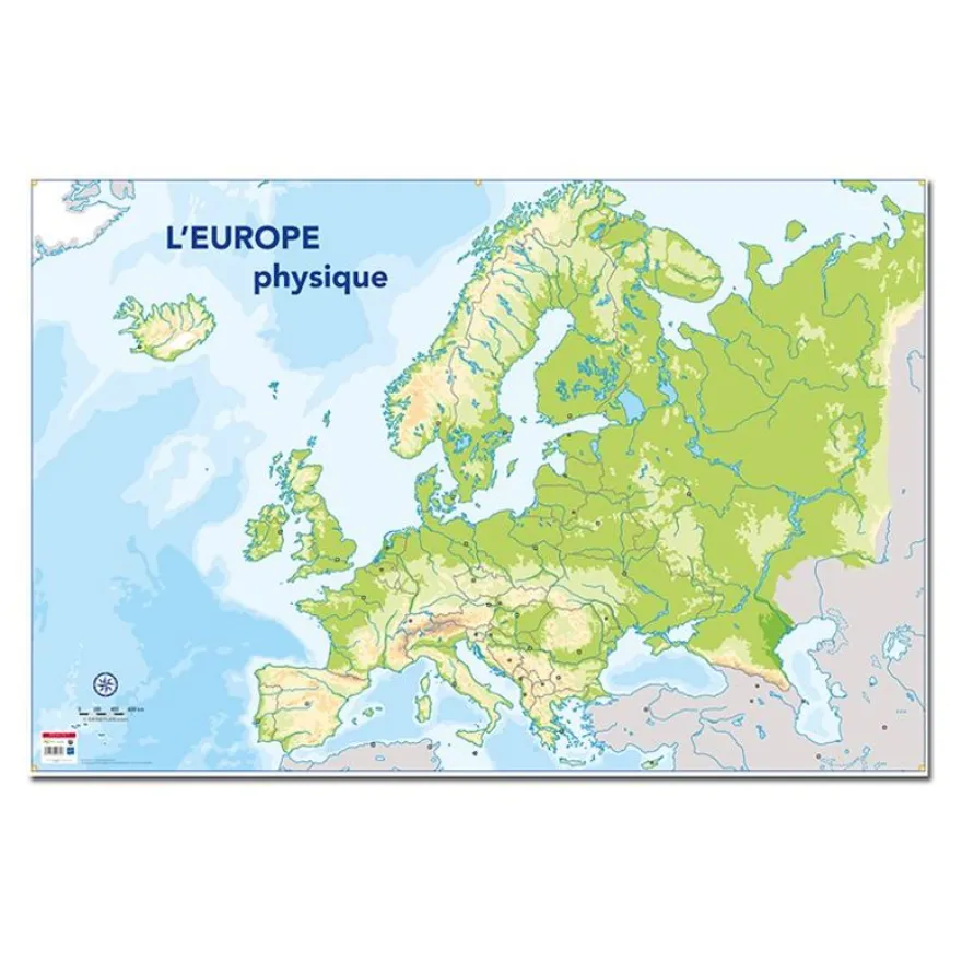 Bouchut - Carte muette effaçable - L'Europe Physique - 80 x 120 cm