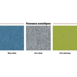 Box acoustique IN'TEAM - L210 x H 150 x P170 cm - 6 places avec table - structure chêne clair et carbone - panneaux gris chiné