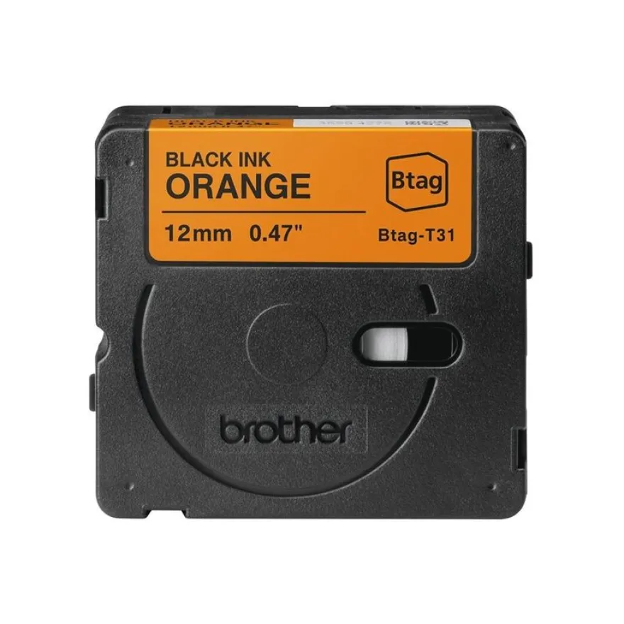Brother BTAG-T31 - Noir sur orange - Rouleau (1,2 cm x 4 m)