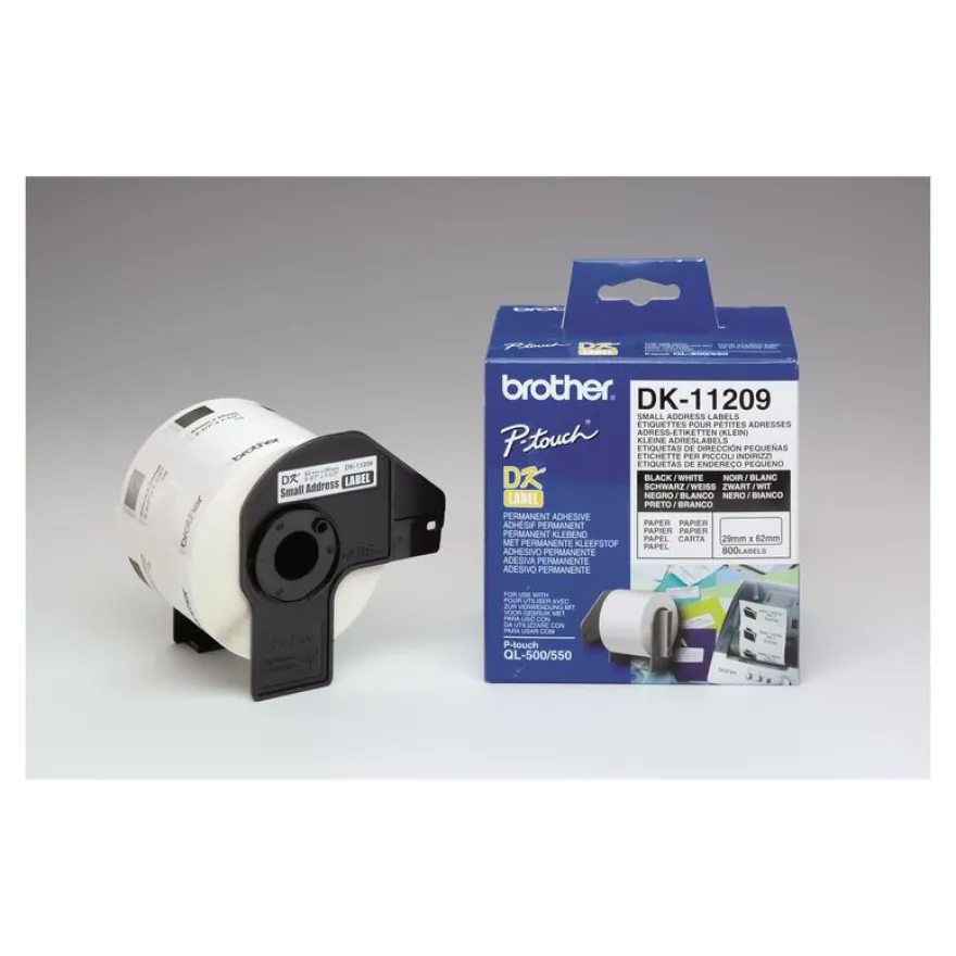 Brother DK-11209 - Ruban d'étiquettes auto-adhésives - 1 rouleau de 800 étiquettes (29 x 62 mm) - fond blanc écriture noire
