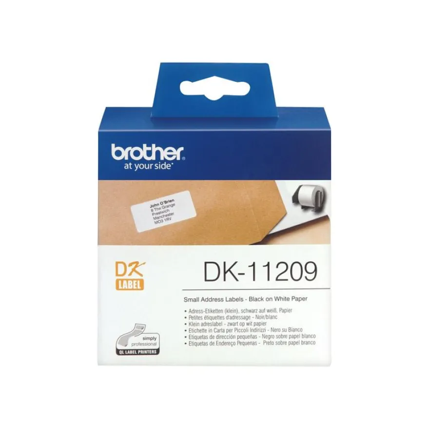 Brother DK-11209 - Ruban d'étiquettes auto-adhésives - 1 rouleau de 800 étiquettes (29 x 62 mm) - fond blanc écriture noire